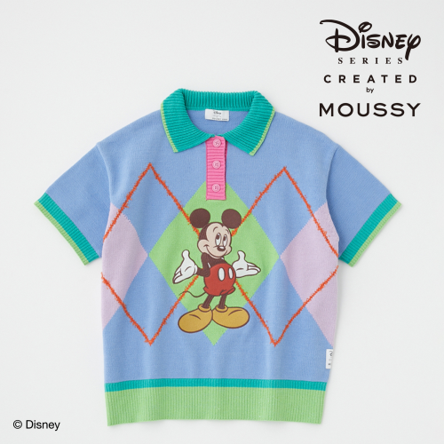 【三越伊勢丹限定販売】＜Disney SERIES CREATED by MOUSSY＞OVERSIZED KNIT POLO(ブルー) 